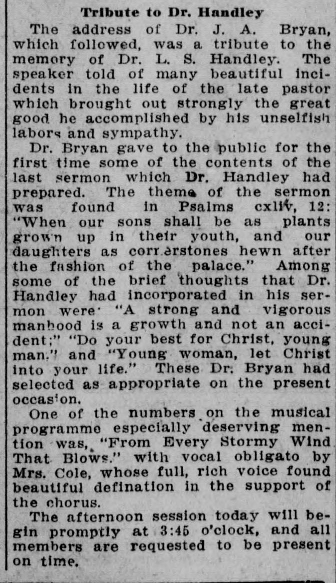 Tribute to Dr. Handley